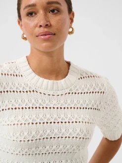 Kaffe Damen Strickpullover KAkaren in weiß