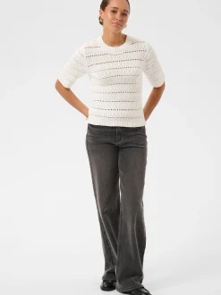 Kaffe Damen Strickpullover KAkaren in weiß