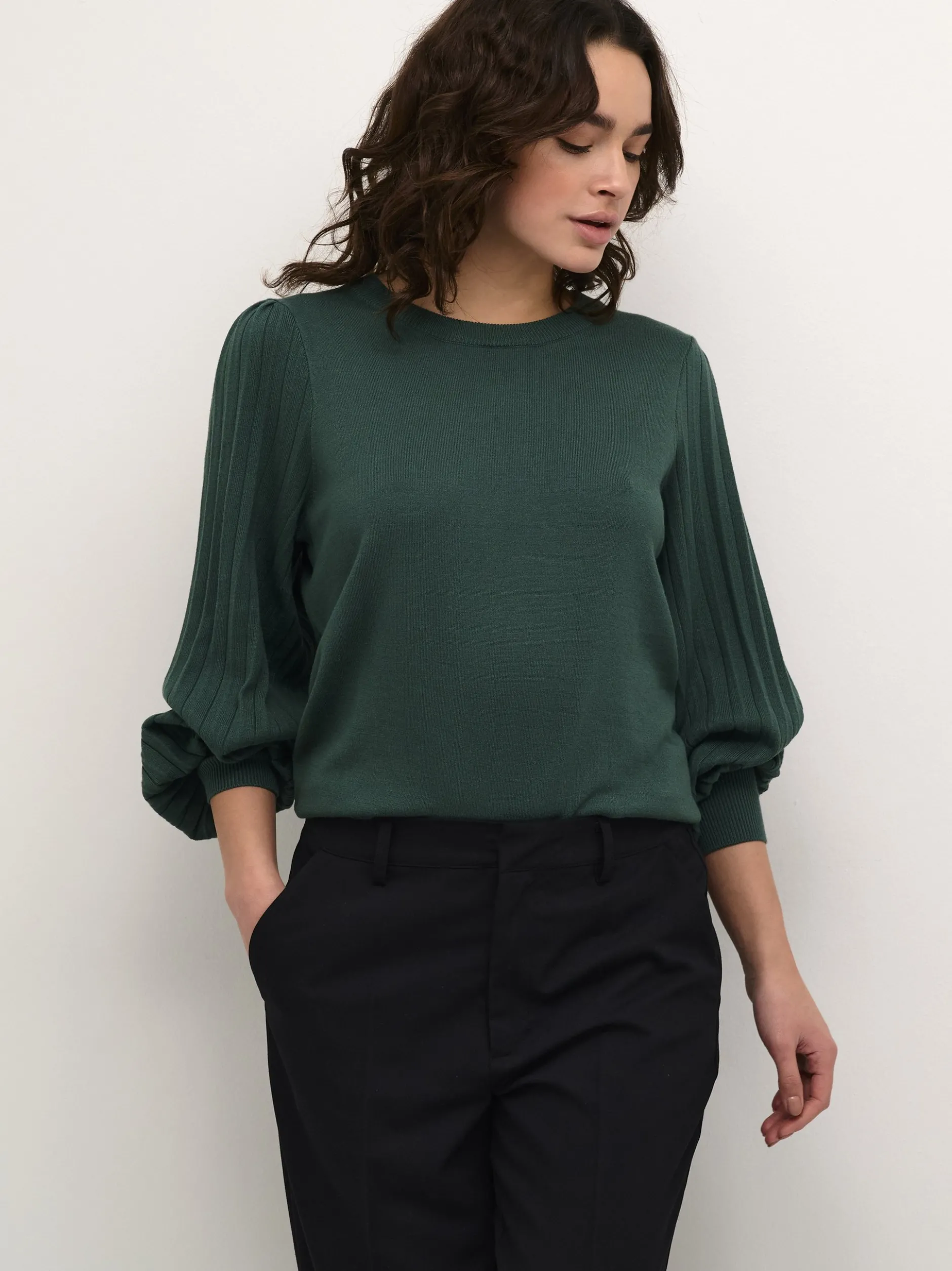 Kaffe Damen Strickpullover KAlone in grün