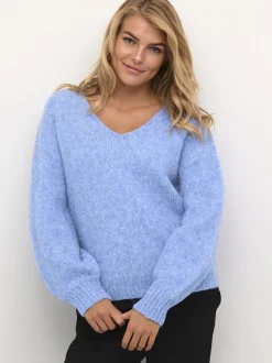 Kaffe Damen Strickpullover KAsarla in blau