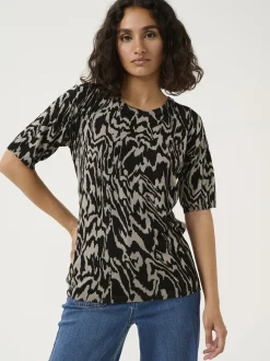 Kaffe Damen T-Shirt KAliz in schwarz taupe