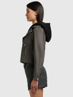 Khujo Damen Kunstlederjacke - Yael in schlamm