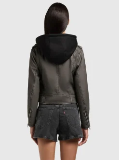 Khujo Damen Kunstlederjacke - Yael in schlamm