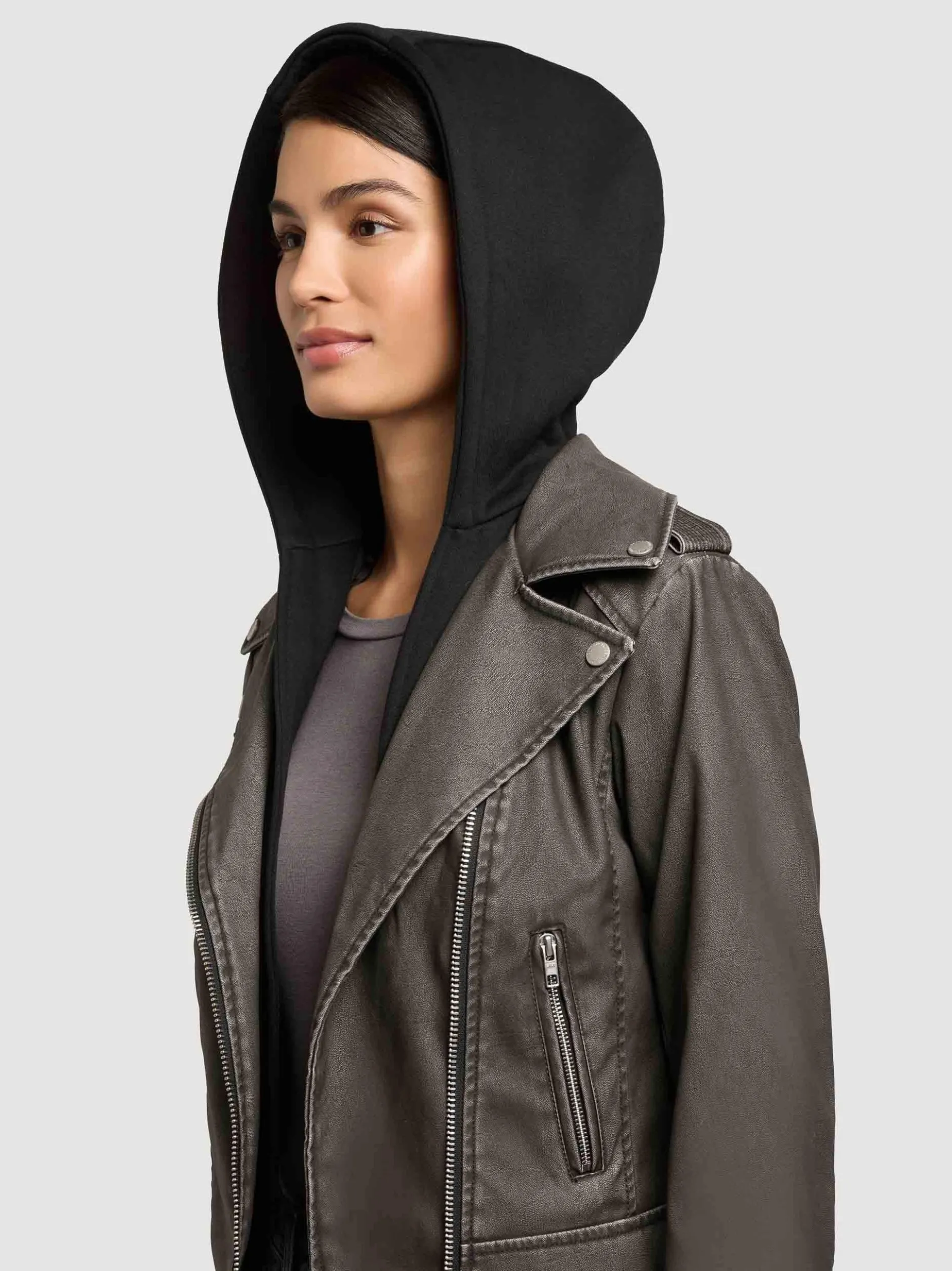 Khujo Damen Kunstlederjacke - Yael in schlamm
