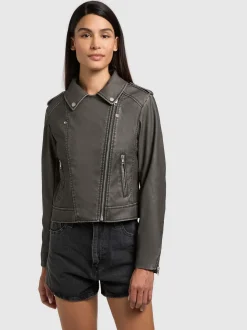 Khujo Damen Kunstlederjacke - Yael in schlamm