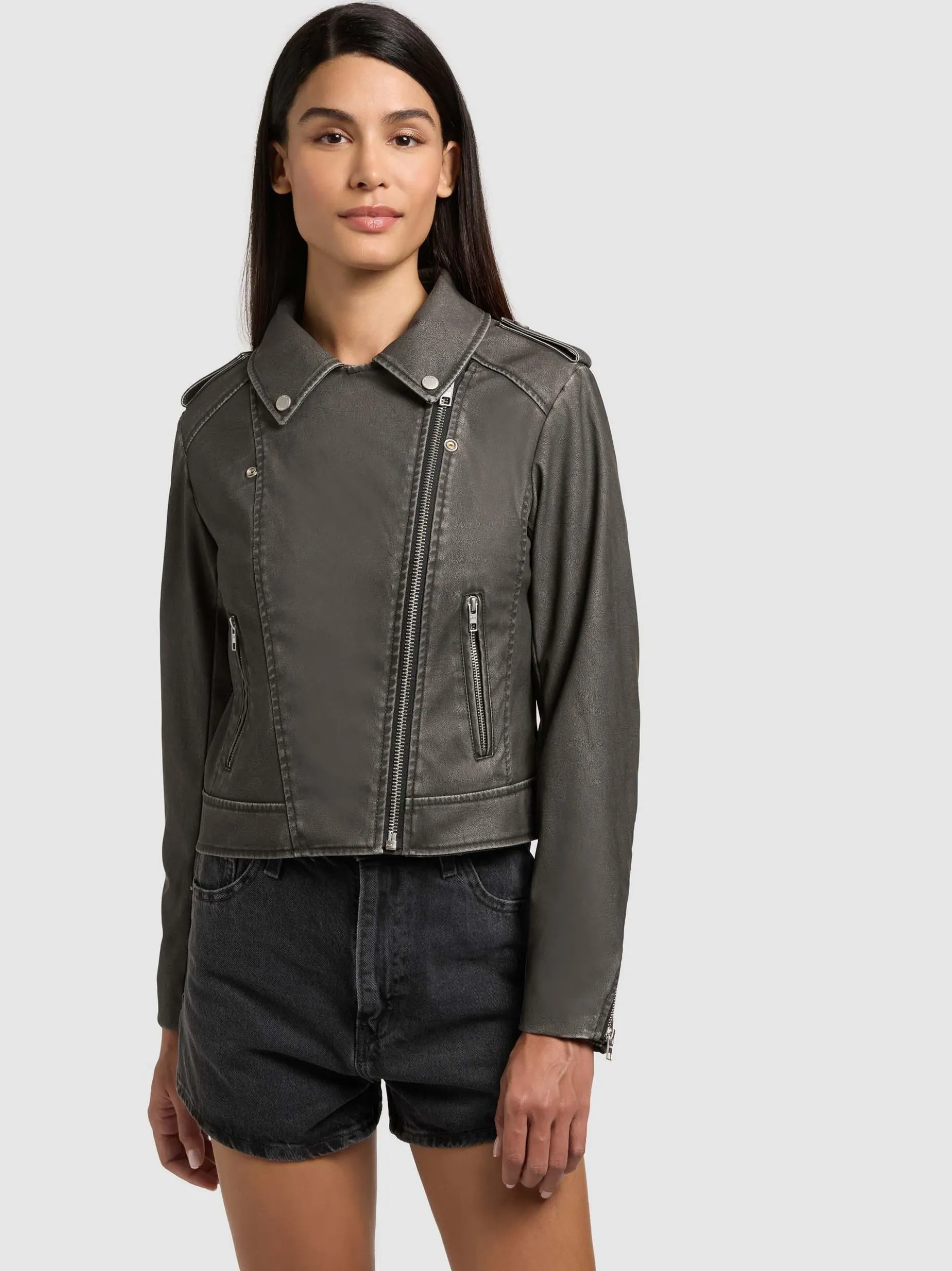 Khujo Damen Kunstlederjacke - Yael in schlamm