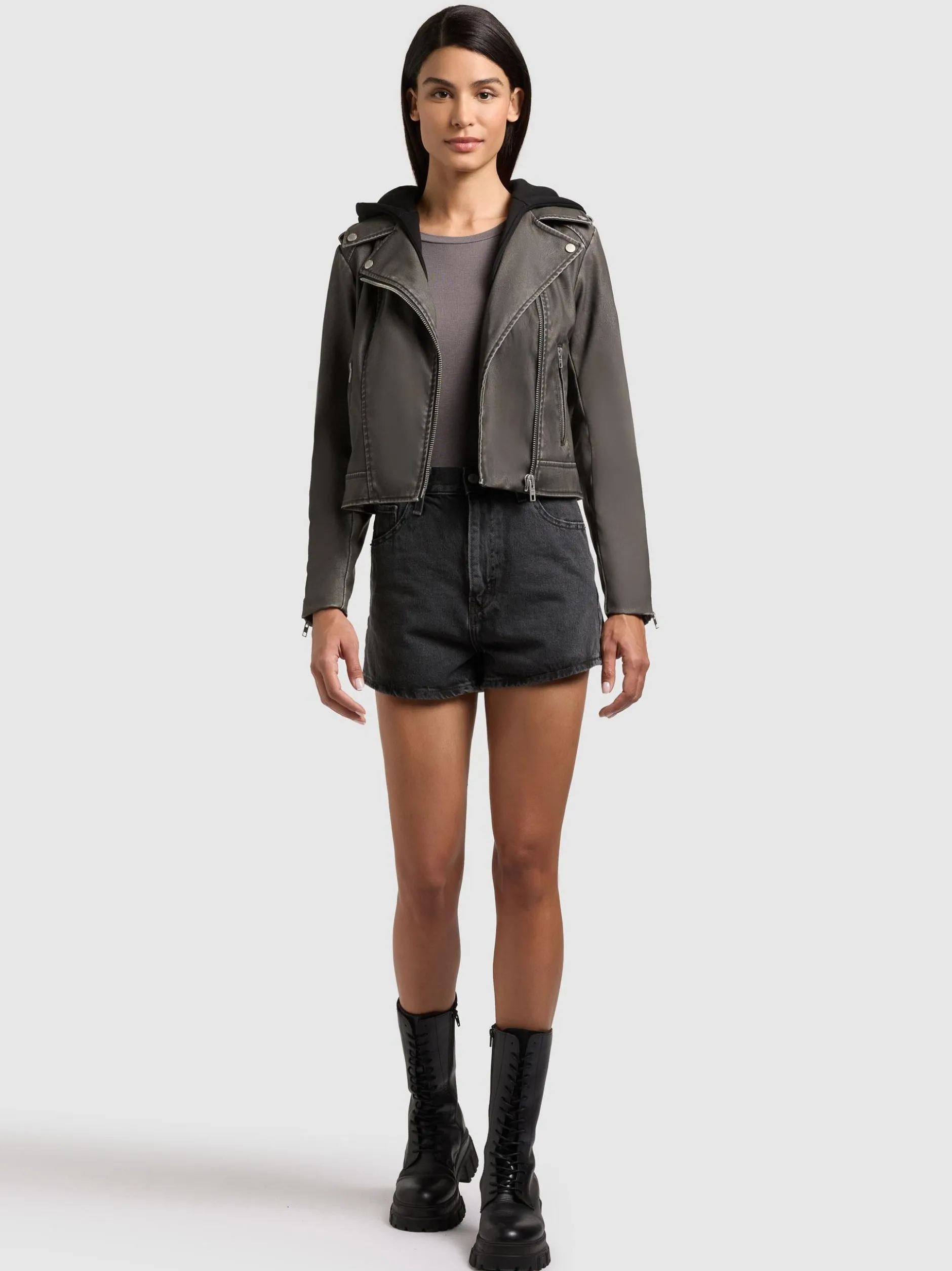 Khujo Damen Kunstlederjacke - Yael in schlamm