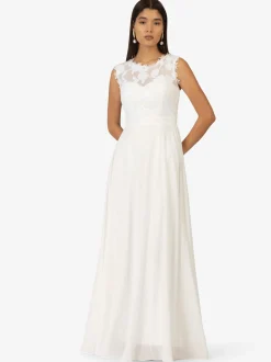 Kraimod Damen Abendkleid in weiß - Ausschnitt: U-Boot