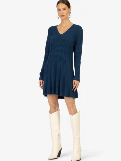 Kraimod Damen Strickkleid in blau - Ärmel: langarm