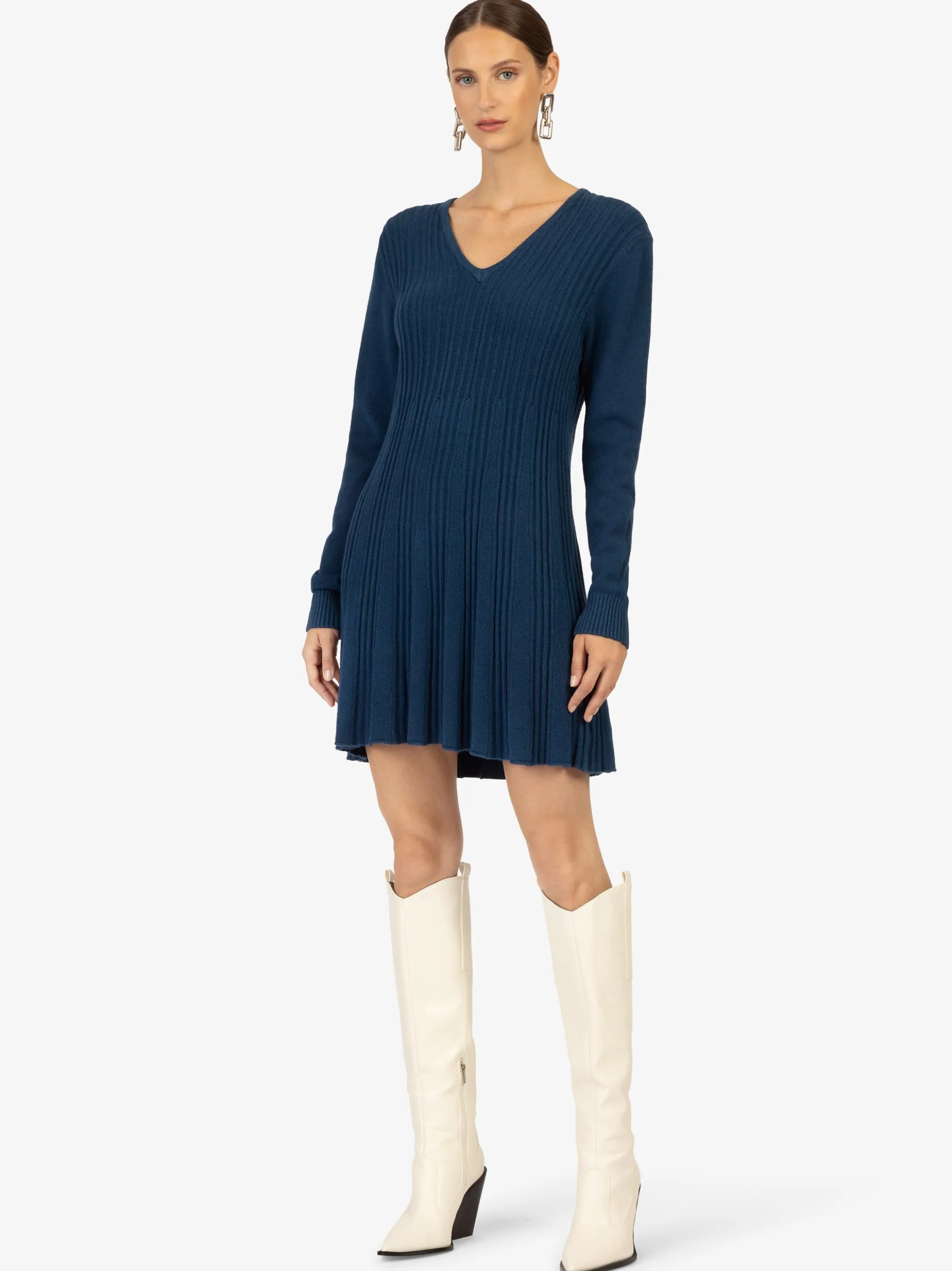 Kraimod Damen Strickkleid in blau - Ärmel: langarm