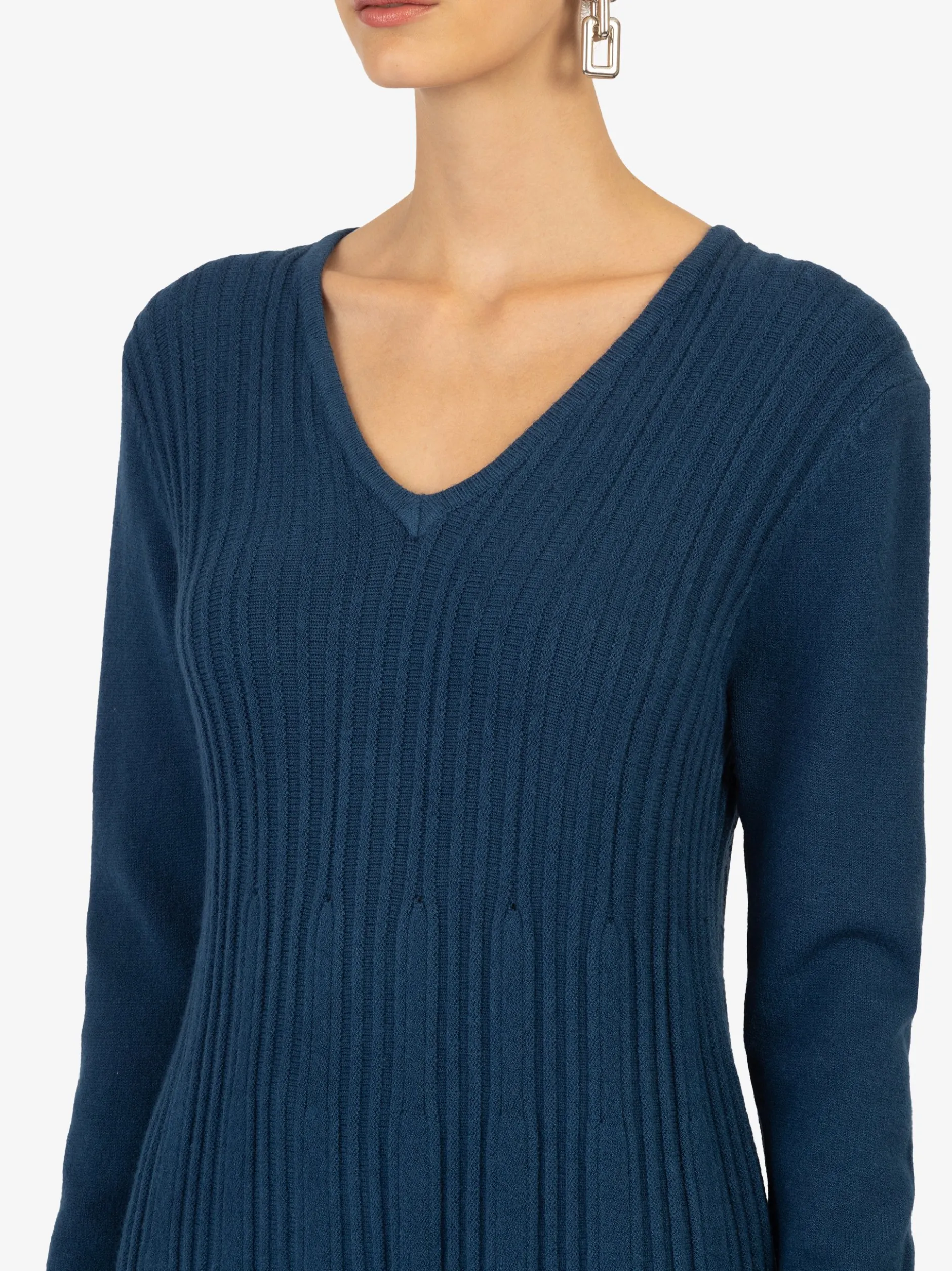 Kraimod Damen Strickkleid in blau - Ärmel: langarm