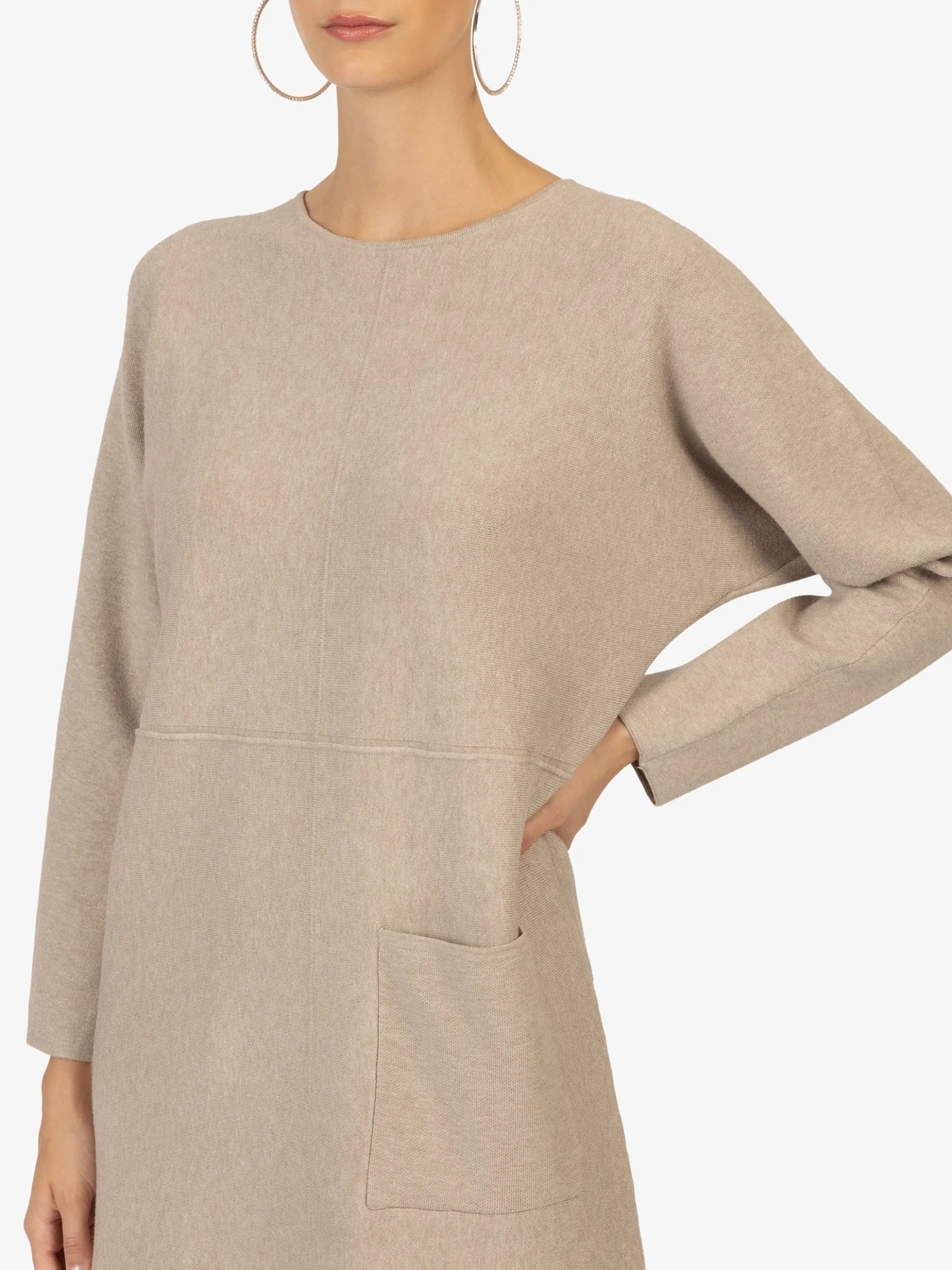 Kraimod Damen Strickkleid in taupe - Ausschnitt: U-Boot