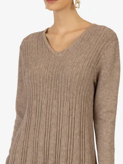 Kraimod Damen Strickkleid in taupe - Ärmel: langarm