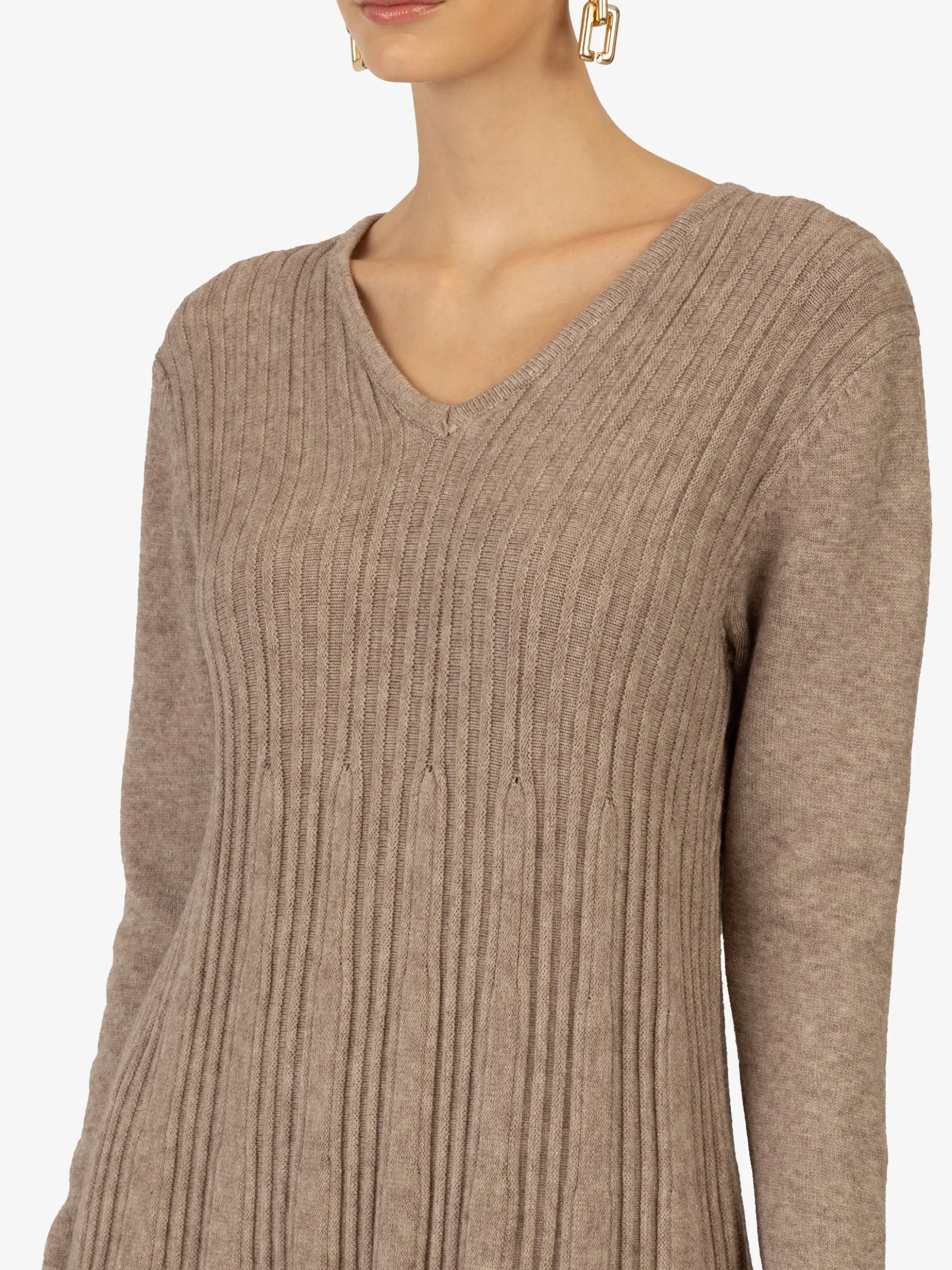 Kraimod Damen Strickkleid in taupe - Ärmel: langarm