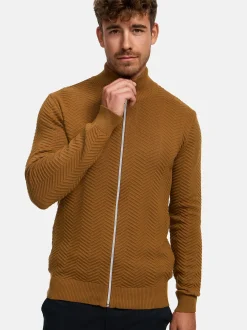 Kronstadt Herren Strickjacke - KSCarlo Zip in braun