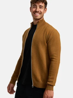 Kronstadt Herren Strickjacke - KSCarlo Zip in braun