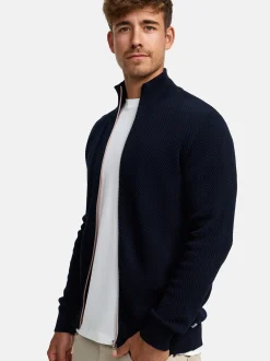 Kronstadt Herren Strickjacke - KSErik Zip in blau