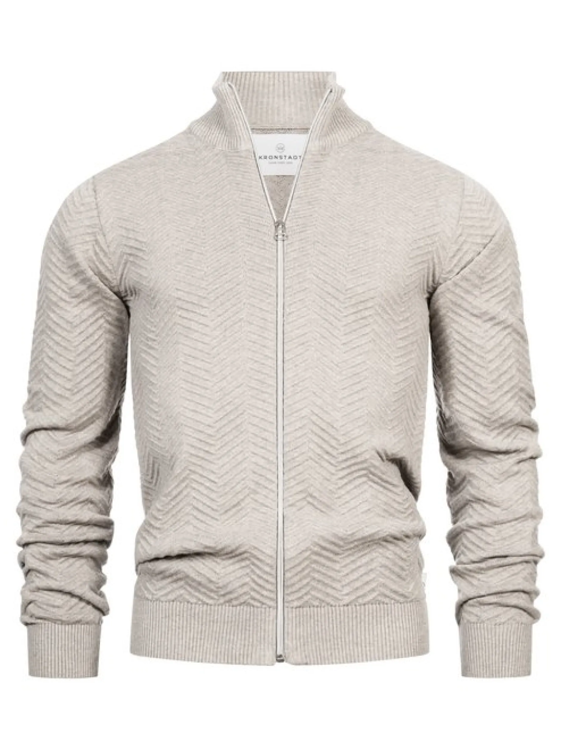 Kronstadt Herren Strickjacke - KSCarlo Zip in beige