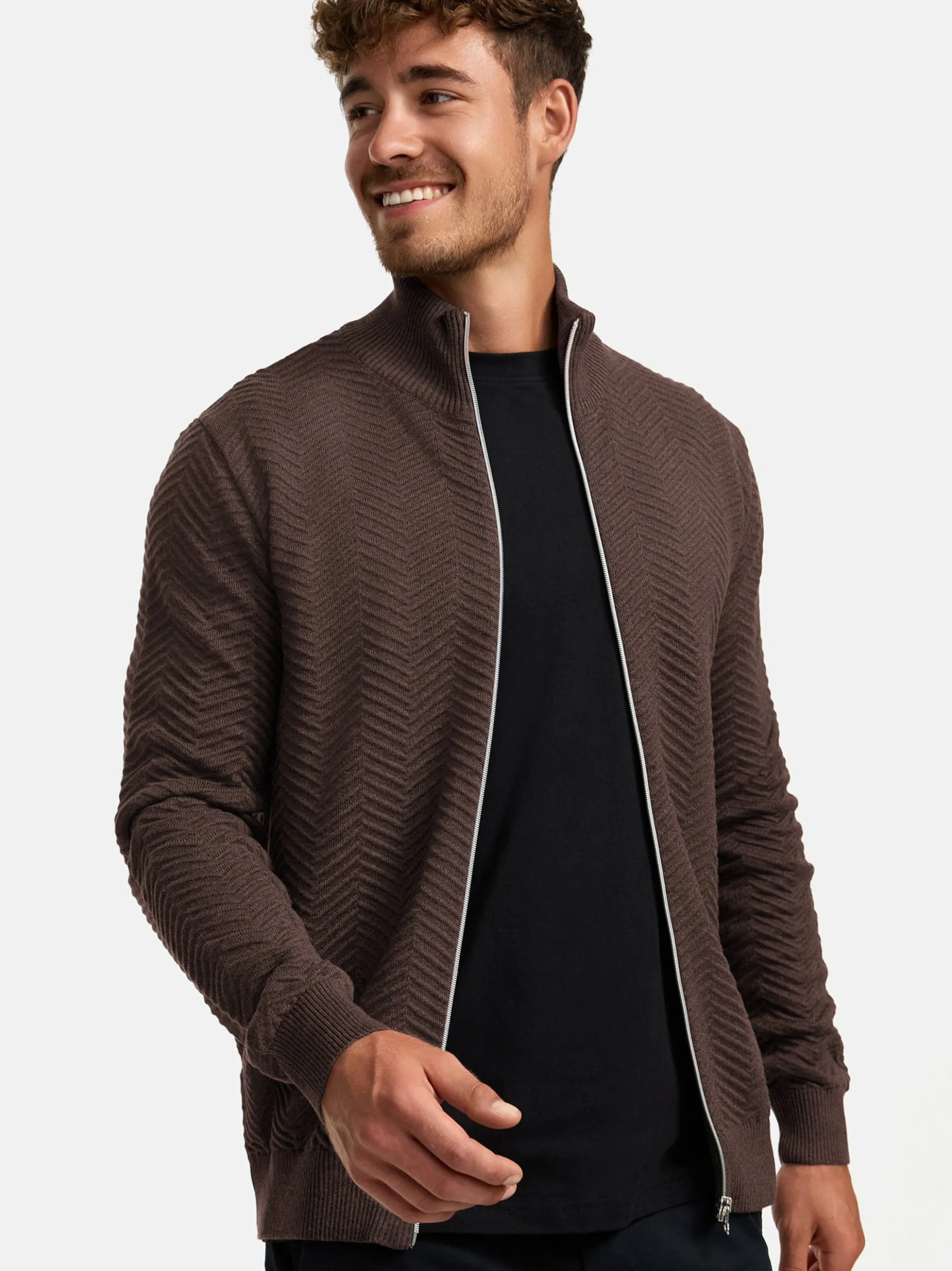 Kronstadt Herren Strickjacke - KSCarlo Zip in braun