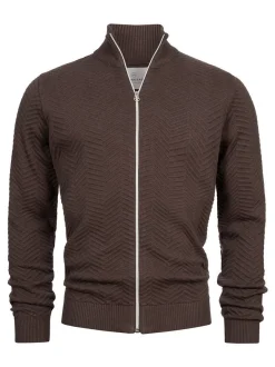 Kronstadt Herren Strickjacke - KSCarlo Zip in braun