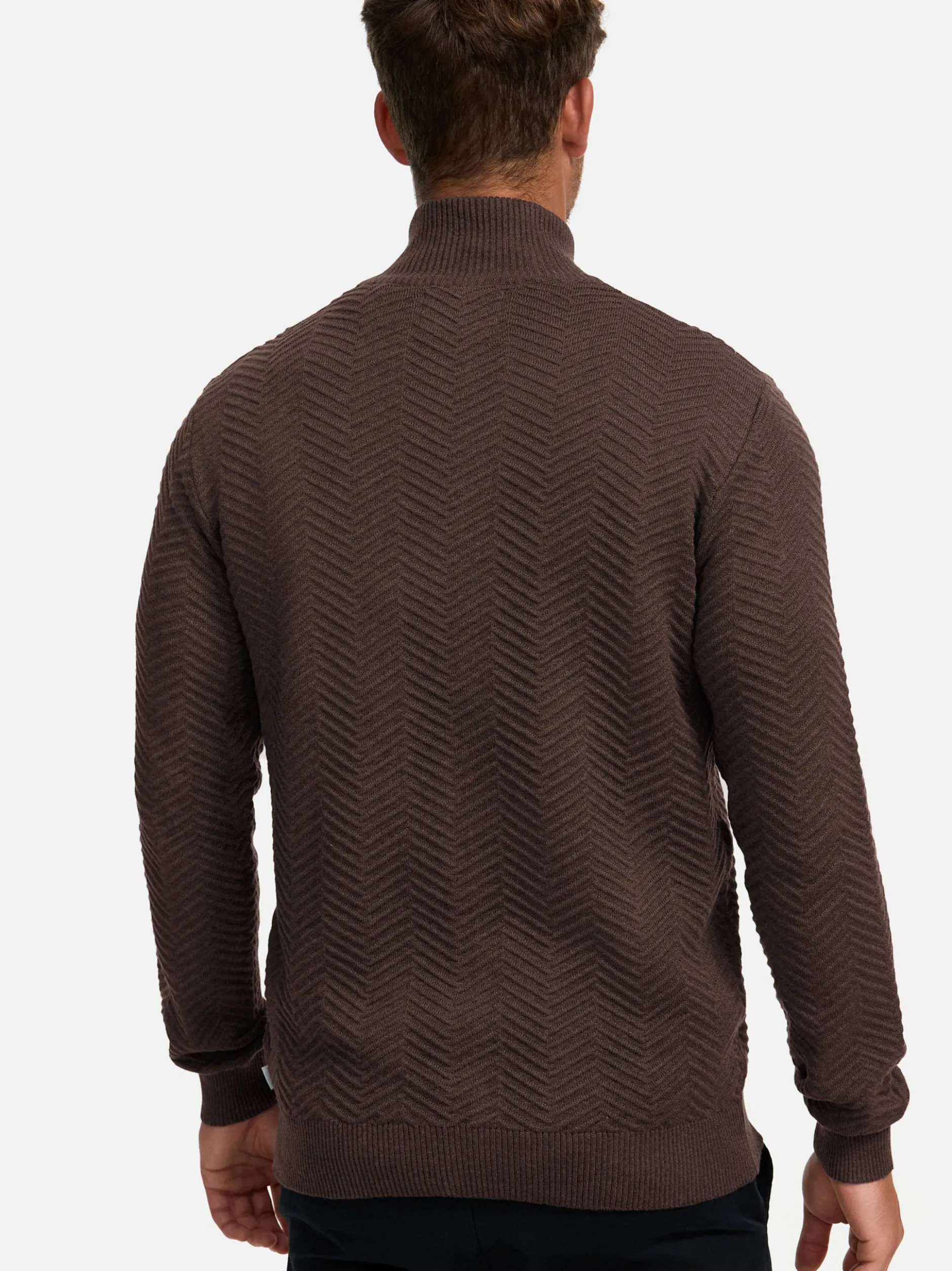 Kronstadt Herren Strickjacke - KSCarlo Zip in braun