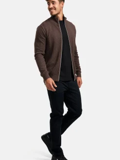 Kronstadt Herren Strickjacke - KSCarlo Zip in braun