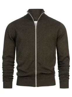 Kronstadt Herren Strickjacke - KSCarlo Zip in khaki