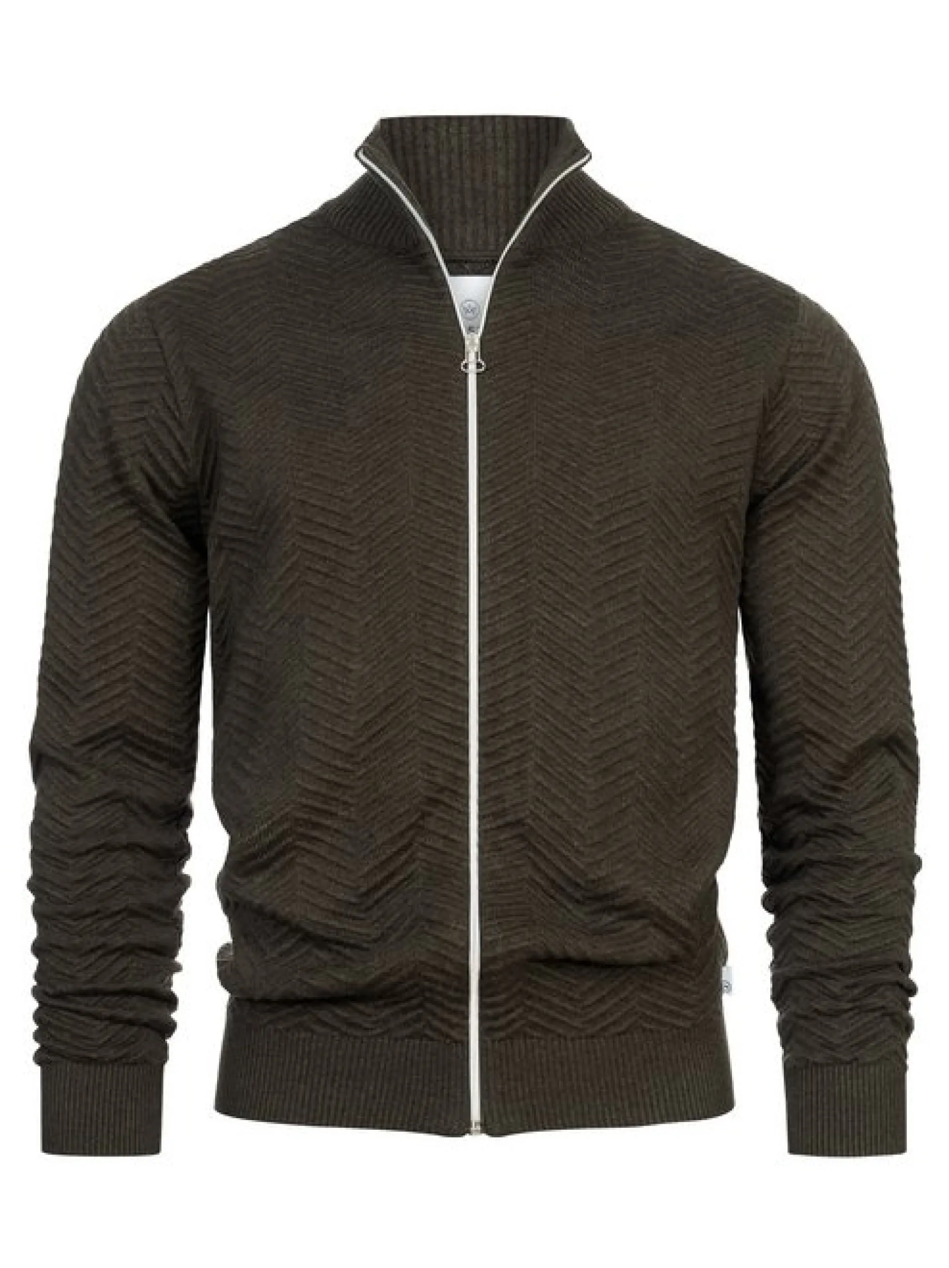 Kronstadt Herren Strickjacke - KSCarlo Zip in khaki