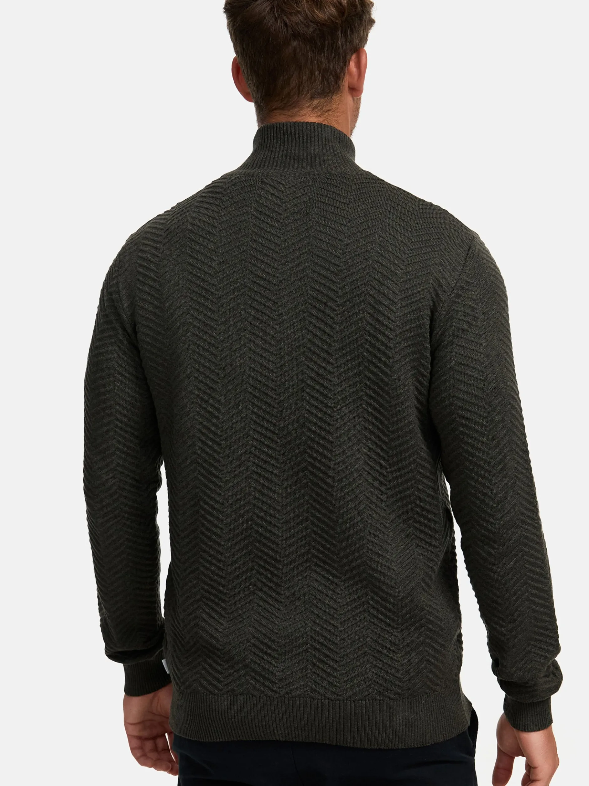 Kronstadt Herren Strickjacke - KSCarlo Zip in khaki