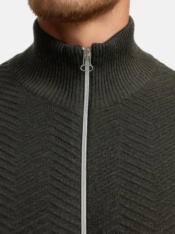 Kronstadt Herren Strickjacke - KSCarlo Zip in khaki