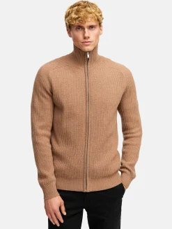 Kronstadt Herren Strickjacke - KSDorsey zip cardigan knit in braun