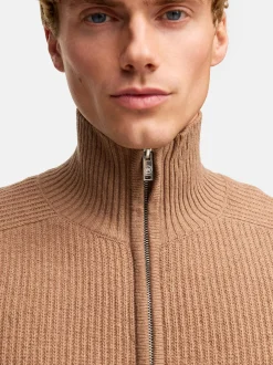 Kronstadt Herren Strickjacke - KSDorsey zip cardigan knit in braun