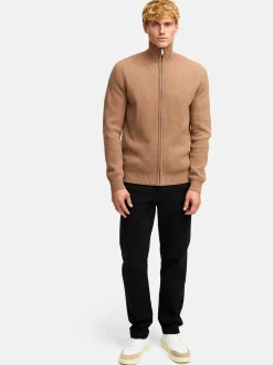 Kronstadt Herren Strickjacke - KSDorsey zip cardigan knit in braun