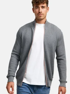 Kronstadt Herren Strickjacke - KSErik Zip in hellgrau