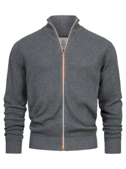 Kronstadt Herren Strickjacke - KSErik Zip in hellgrau