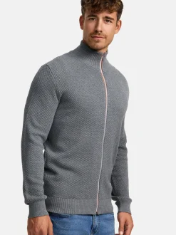 Kronstadt Herren Strickjacke - KSErik Zip in hellgrau