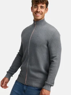 Kronstadt Herren Strickjacke - KSErik Zip in hellgrau