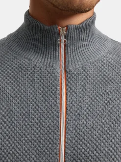 Kronstadt Herren Strickjacke - KSErik Zip in hellgrau