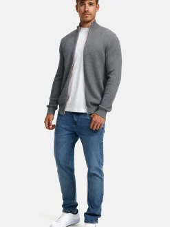 Kronstadt Herren Strickjacke - KSErik Zip in hellgrau
