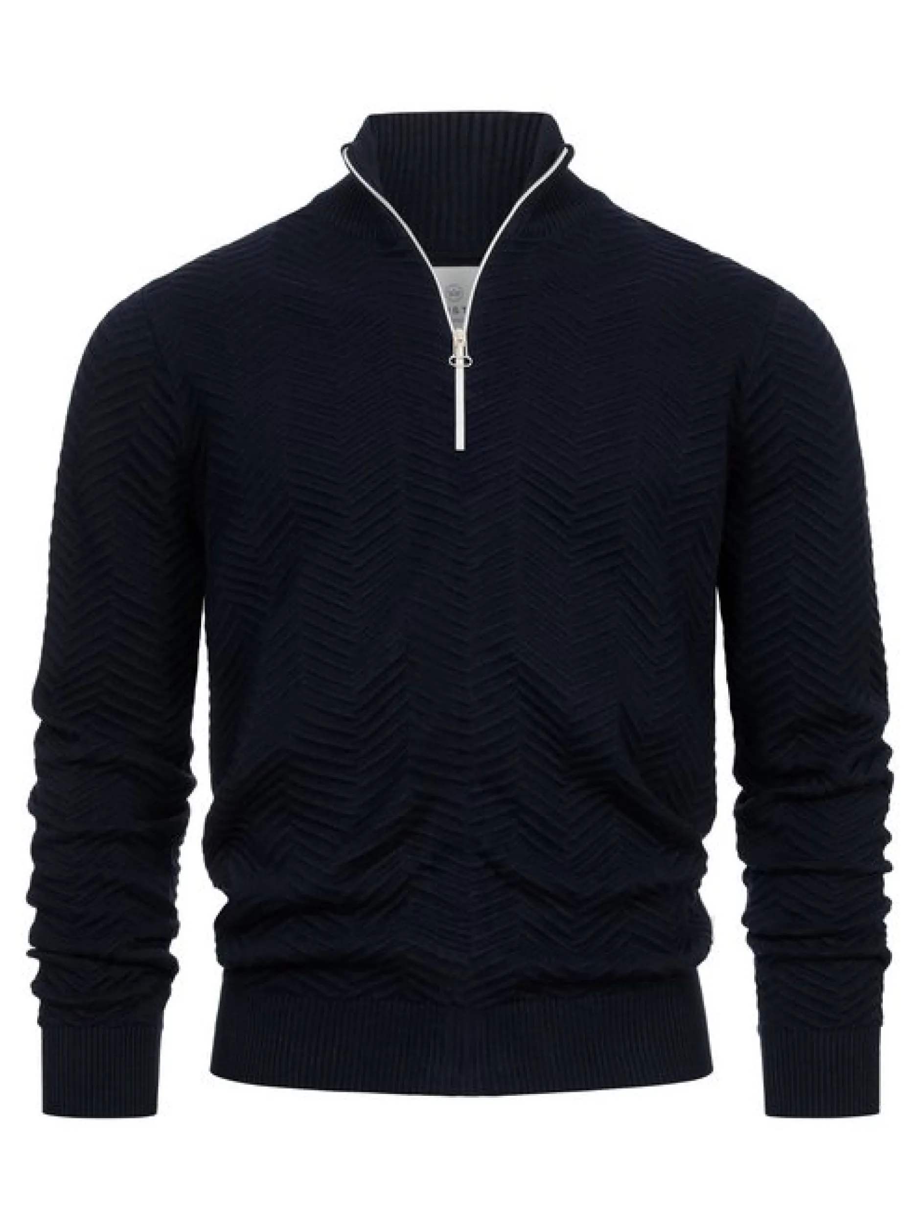 Kronstadt Herren Strickpullover - KSCarlo Half-Zip in blau