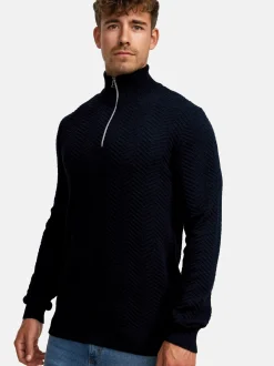 Kronstadt Herren Strickpullover - KSCarlo Half-Zip in blau