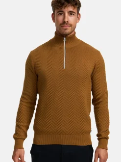 Kronstadt Herren Strickpullover - KSCarlo Half-Zip in braun