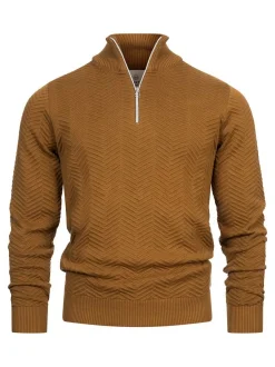 Kronstadt Herren Strickpullover - KSCarlo Half-Zip in braun