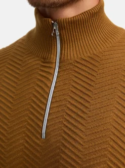 Kronstadt Herren Strickpullover - KSCarlo Half-Zip in braun