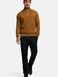 Kronstadt Herren Strickpullover - KSCarlo Half-Zip in braun