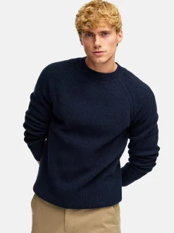 Kronstadt Herren Strickpullover - KSDorsey crew neck knit in blau