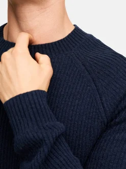 Kronstadt Herren Strickpullover - KSDorsey crew neck knit in blau
