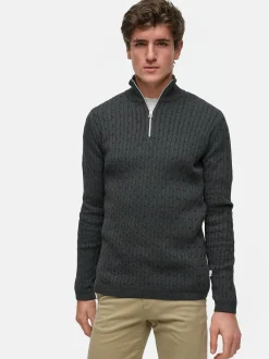 Kronstadt Herren Strickpullover - KSCable Half-Zip in anthrazit