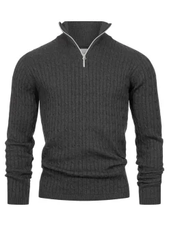Kronstadt Herren Strickpullover - KSCable Half-Zip in anthrazit