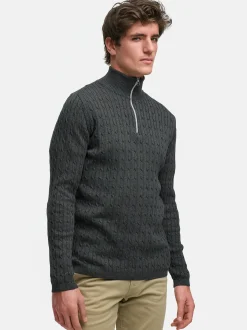 Kronstadt Herren Strickpullover - KSCable Half-Zip in anthrazit